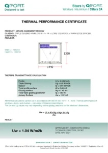 5Stars CA - Thermal Performance Certificate - QFORT