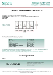 Bi-Fold - Thermal Performance Certificate - QFORT