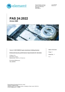 Panorama 5Stars Sliding Door PAS 24 certificate